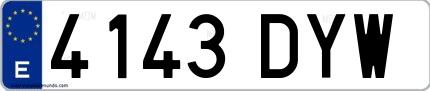 Ejemplo de matrícula española 4143 DYW