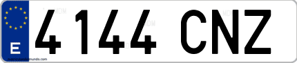 Ejemplo de matrícula de coche ordinaria 4144 CNZ