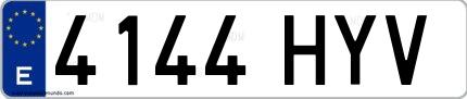 Ejemplo de matrícula española 4144 HYV