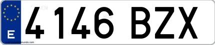 Ejemplo de matrícula española 4146 BZX