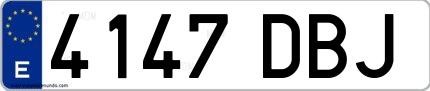 Ejemplo de matrícula española 4147 DBJ
