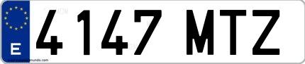 Ejemplo de matrícula española 4147 MTZ