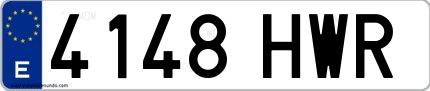 Ejemplo de matrícula española 4148 HWR