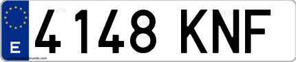 Ejemplo de matrícula de coche ordinaria 4148 KNF
