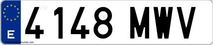 Ejemplo de matrícula española 4148 MWV