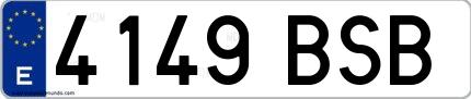 Ejemplo de matrícula española 4149 BSB