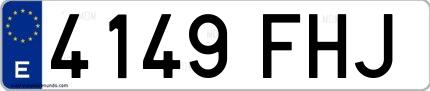 Ejemplo de matrícula española 4149 FHJ