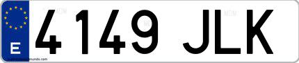 Ejemplo de matrícula española 4149 JLK