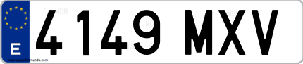 Ejemplo de matrícula de coche ordinaria 4149 MXV