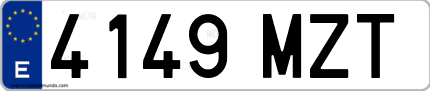 Ejemplo de matrícula de coche ordinaria 4149 MZT