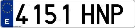 Ejemplo de matrícula española 4151 HNP