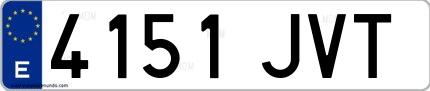 Ejemplo de matrícula española 4151 JVT
