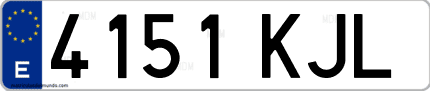 Ejemplo de matrícula de coche ordinaria 4151 KJL
