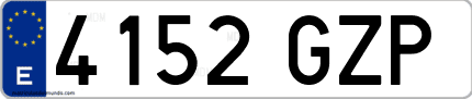Ejemplo de matrícula de coche ordinaria 4152 GZP
