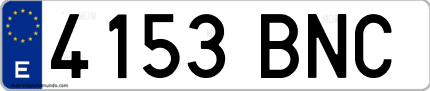 Ejemplo de matrícula de coche ordinaria 4153 BNC