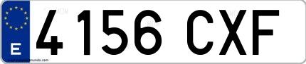 Ejemplo de matrícula española 4156 CXF