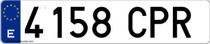 Ejemplo de matrícula de coche ordinaria 4158 CPR