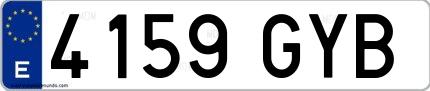 Ejemplo de matrícula española 4159 GYB