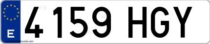 Ejemplo de matrícula española 4159 HGY