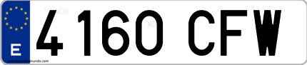 Ejemplo de matrícula de coche ordinaria 4160 CFW