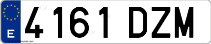 Ejemplo de matrícula de coche ordinaria 4161 DZM