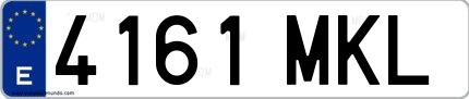 Ejemplo de matrícula española 4161 MKL