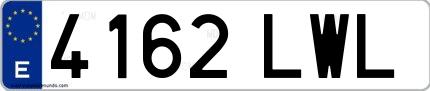 Ejemplo de matrícula española 4162 LWL