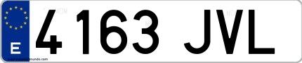 Ejemplo de matrícula española 4163 JVL