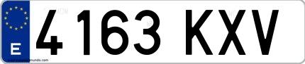 Ejemplo de matrícula española 4163 KXV