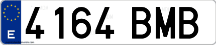Ejemplo de matrícula de coche ordinaria 4164 BMB