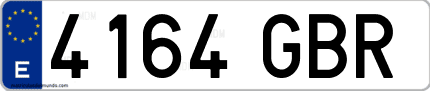 Ejemplo de matrícula de coche ordinaria 4164 GBR