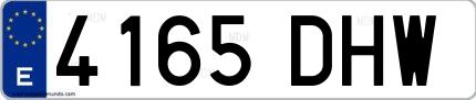 Ejemplo de matrícula española 4165 DHW