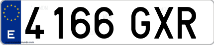 Ejemplo de matrícula de coche ordinaria 4166 GXR