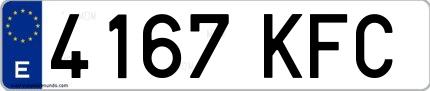 Ejemplo de matrícula española 4167 KFC