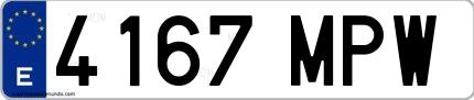 Ejemplo de matrícula española 4167 MPW