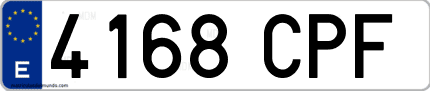 Ejemplo de matrícula de coche ordinaria 4168 CPF