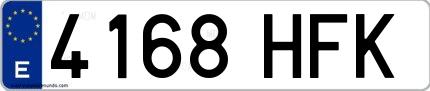 Ejemplo de matrícula española 4168 HFK