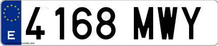 Ejemplo de matrícula de coche ordinaria 4168 MWY