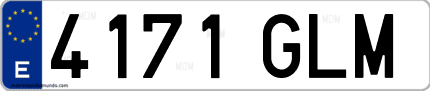Ejemplo de matrícula de coche ordinaria 4171 GLM