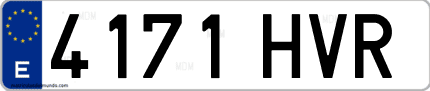 Ejemplo de matrícula de coche ordinaria 4171 HVR