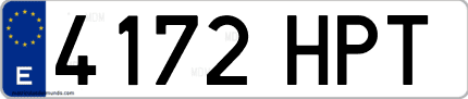 Ejemplo de matrícula de coche ordinaria 4172 HPT