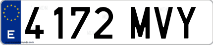 Ejemplo de matrícula de coche ordinaria 4172 MVY