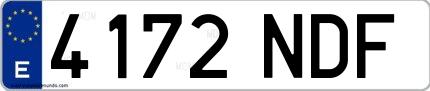 Ejemplo de matrícula española 4172 NDF