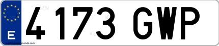 Ejemplo de matrícula española 4173 GWP