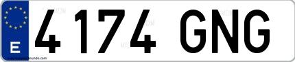 Ejemplo de matrícula española 4174 GNG