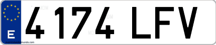 Ejemplo de matrícula de coche ordinaria 4174 LFV