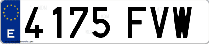Ejemplo de matrícula de coche ordinaria 4175 FVW