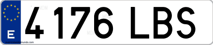Ejemplo de matrícula de coche ordinaria 4176 LBS
