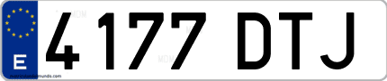 Ejemplo de matrícula de coche ordinaria 4177 DTJ