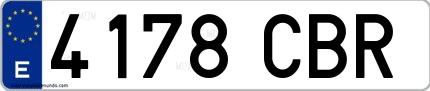 Ejemplo de matrícula española 4178 CBR